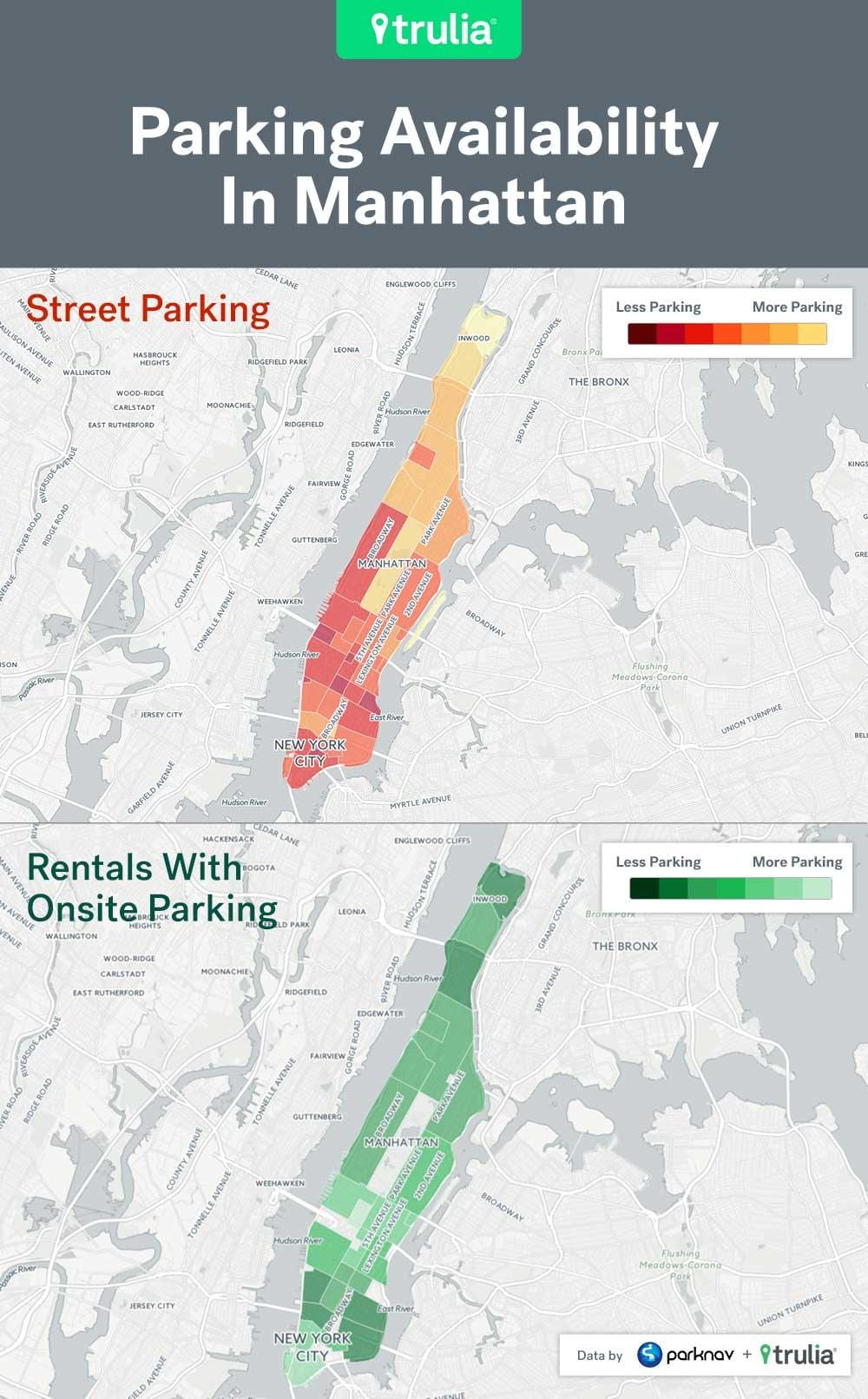 NYC ถนนจอดรถบนแผนที่แมนฮัตตัน