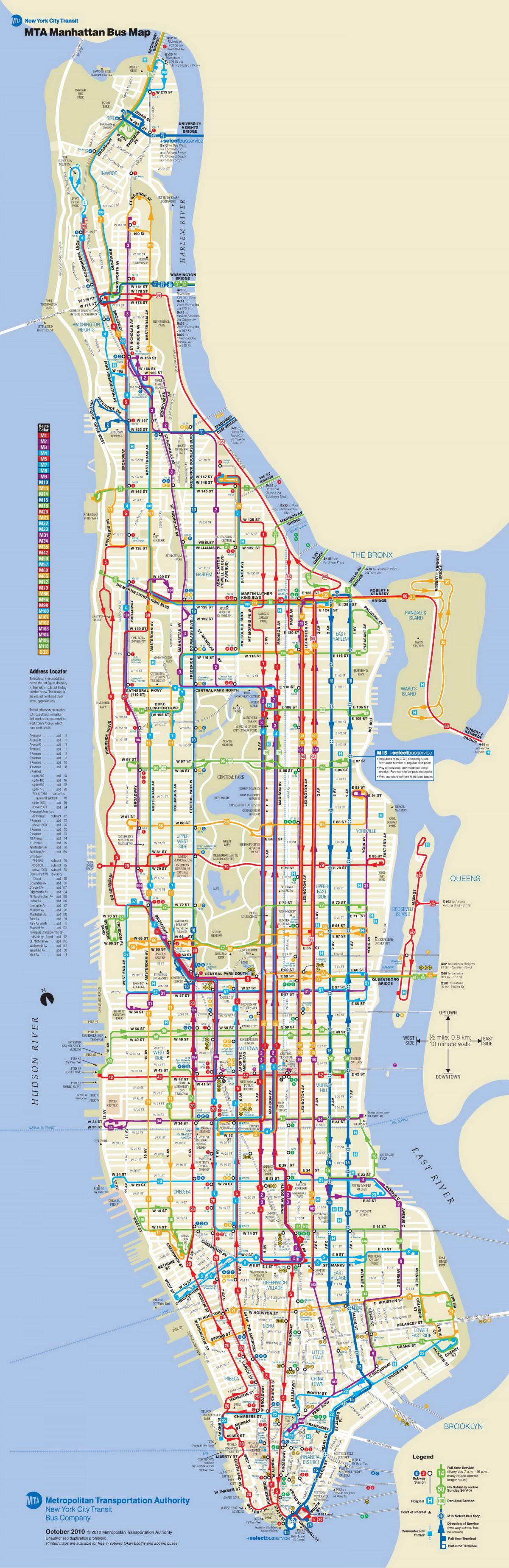 MTA รถบนแผนที่แมนฮัตตัน