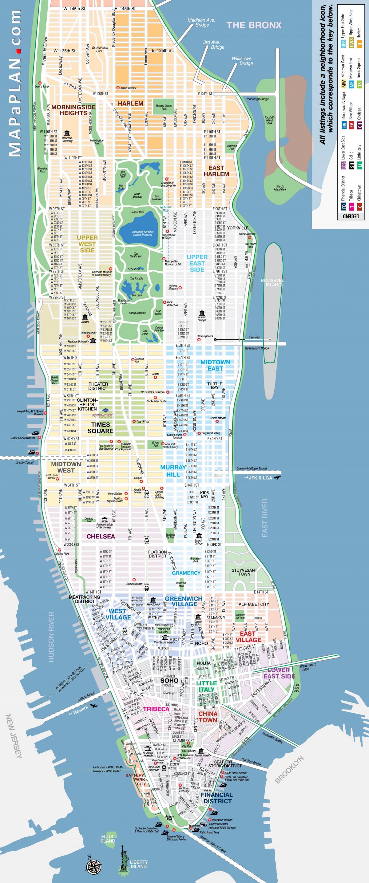ปล่อพิมพ์บนแผนที่ของแมนฮัตตัน NYC