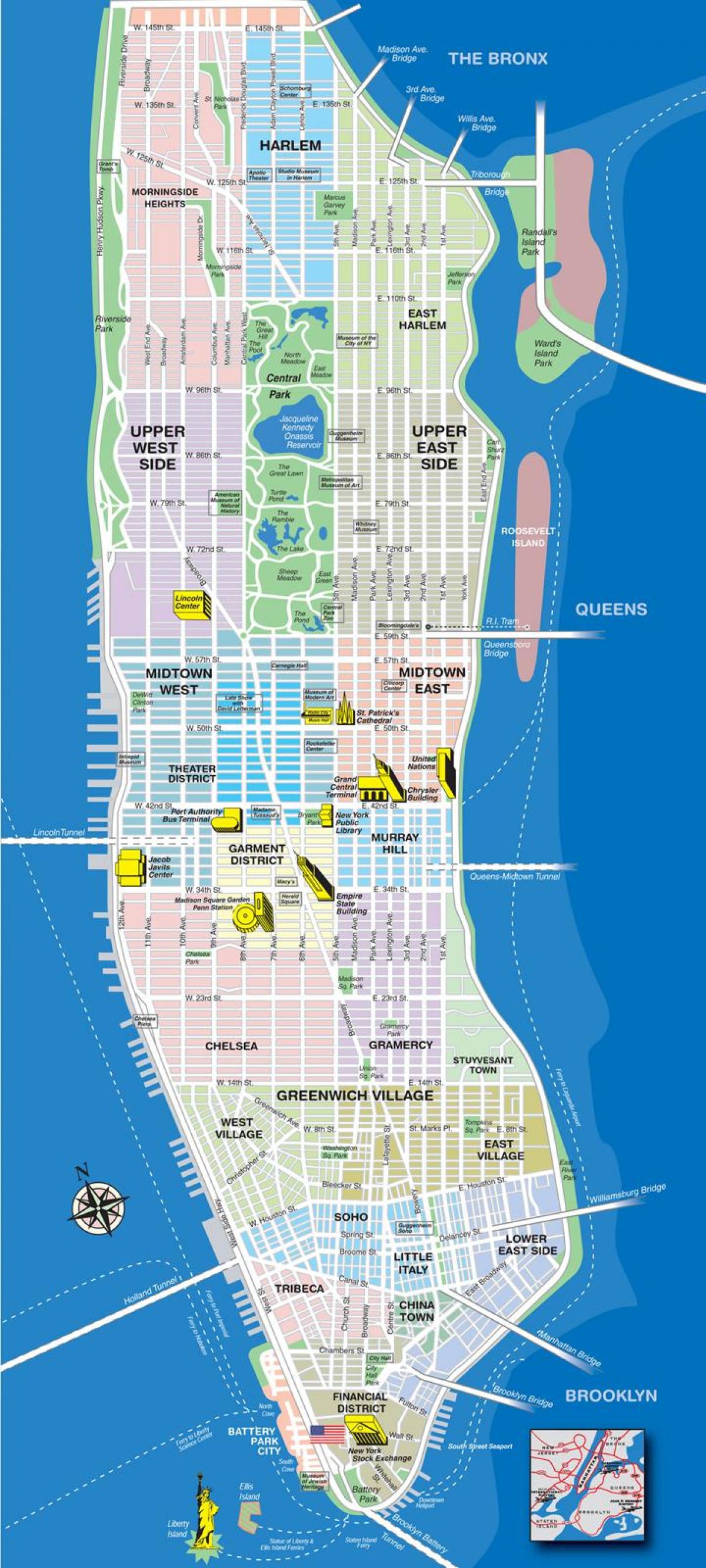 แผนที่ของ avenues ในแมนฮัตตัน