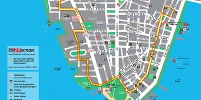 ด้านล่างแมนฮัตตันเดินทับบนแผนที่