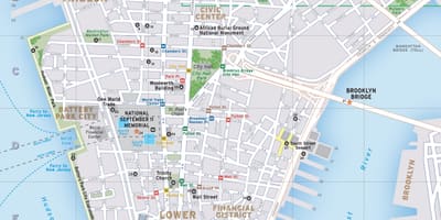 แผนที่ด้านล่างของแมนฮัตตันนิวยอร์ค