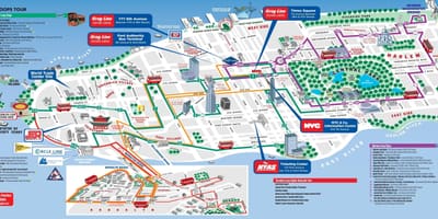 แมนฮัตตันนักท่องเที่ยวหน่อย attractions แผนที่