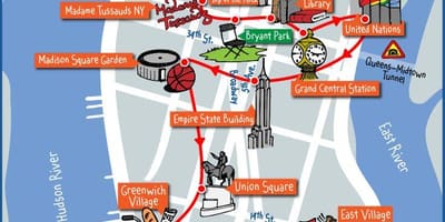 ใจกลางเมืองแมนฮัตตัน attractions แผนที่