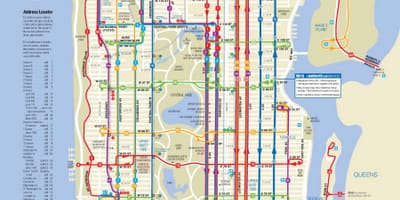MTA รถบนแผนที่แมนฮัตตัน
